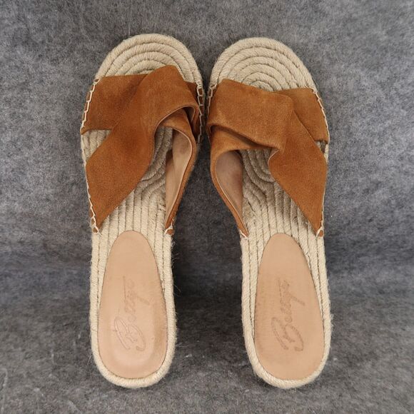 Bettye Muller Shoes Womens 8 Sandals Wedge Espadrille Slip On Leather Crisscross - Picture 6 of 14